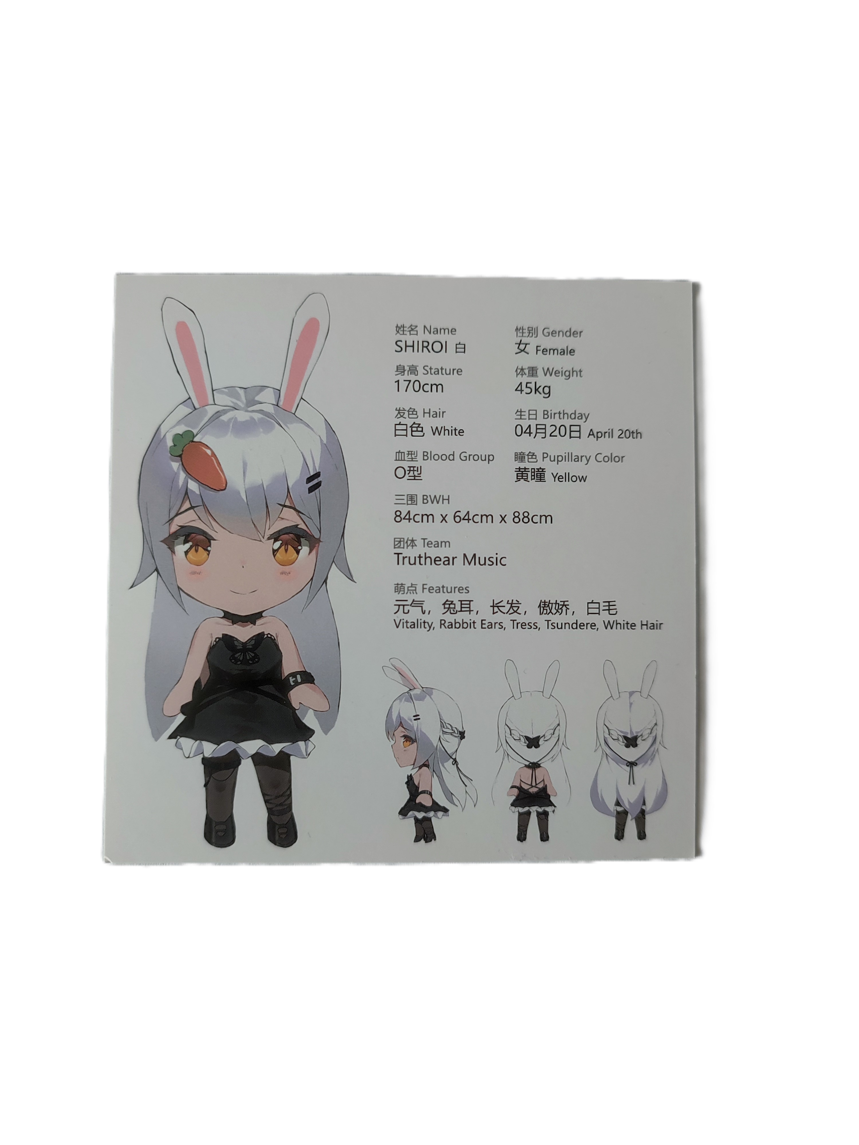 Detailed character profile card for SHIROI